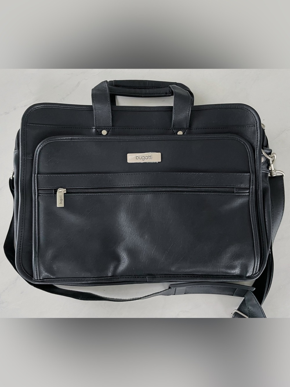 Bugatti Black Leather Men's Briefcase [NEW]